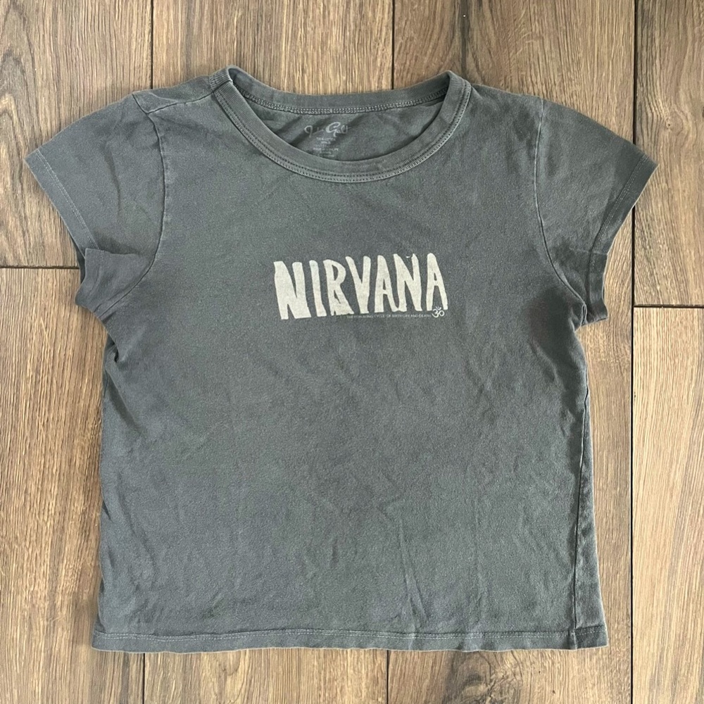 Brandy Melville Grey Hailie Nirvana Baby Tee